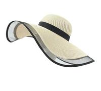 BQDPYZBD Cappelli da Sole Cappello Donna Spiaggia con Onde Grandi E Gronde UV Secchiello Taglio Panama Protezione Solare Pieghevole in Paglia-Beige