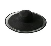 BQDPYZBD Cappelli da Sole Cappello Donna Spiaggia con Onde Grandi E Gronde UV Secchiello Taglio Panama Protezione Solare Pieghevole in Paglia-Nero