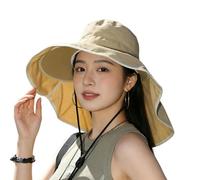 BQDPYZBD Cappelli da Sole Protezione Solare Cappello Pescatore Donna A Tesa Larga Scialle Integrato, per Il Collo, Traspirante, Pieghevole-1 Pz_d