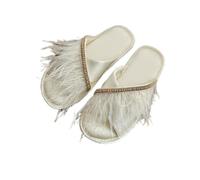 BQDPYZBD Pantofole pelose da Donna Ciabatte Interno in Raso con Suola Morbida, Perfette Abbinare A Una Vestaglia Mattina