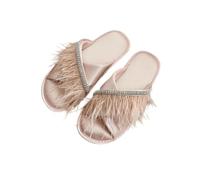 BQDPYZBD Pantofole pelose da Donna Ciabatte Interno in Raso con Suola Morbida, Perfette Abbinare A Una Vestaglia Mattina