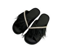 BQDPYZBD Pantofole pelose da Donna Ciabatte Interno in Raso con Suola Morbida, Perfette Abbinare A Una Vestaglia Mattina
