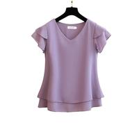 BQDPYZBD Top da Donna Camicetta Camicia in Chiffon con Scollo A V Maniche Corte Camicie Oversize E Camicette Top-lavanda-5xl