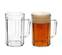 Bqkroa Bicchieri da birra: 2 bicchieri da birra da 500 ml con manico, trasparenti da mezzo litro, bicchieri da birra classici per bar di casa e celebrazioni, refrigeratori per gli amanti della birra