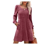 BQLFPOIHP Corelration Womens Long Sleeve Fall Square Neck Long Sleeve Fall Dresses, Womens Knit Sweater Dress(Carmine,L)