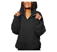 BQLFPOIHP Gloryboom Puffer Jacket, Gloryboom Women's Hooded Puffer Jacket, Women's Hooded Puffer Jacket(Black,2XL)