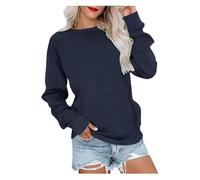 BQLFPOIHP Regulatem Sweatshirt, Women's Crewneck Hoodless Sweatshirt, Crew Neck Sweatshirts Women(Navy blue,L)