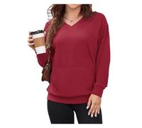 BQLFPOIHP Slowowing Sweatshirt, Slowowing Women's Hatless V-Neck Hoodie With Pockets(Red,2XL)