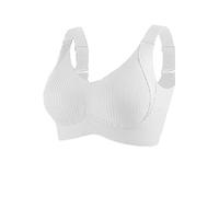 BQLFPOIHP Upliftjoys Bra, Women's Ribbed Adjustable Wireless Bras, Breathable Anti Sagging Breast Bras(White,M)