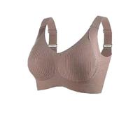 BQLFPOIHP Upliftjoys Bra, Women's Ribbed Adjustable Wireless Bras, Breathable Anti Sagging Breast Bras(Brown,M)