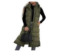 BQLFPOIHP Upliftjoys Women's Long Puffer Vest, Zip Up Sleeveless Long Jacket For Winter Warmth(Army green,XL)