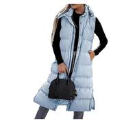 BQLFPOIHP Upliftjoys Women's Long Puffer Vest, Zip Up Sleeveless Long Jacket For Winter Warmth(Blue,2XL)