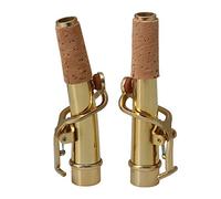 BQLZR 10 x 3 cm in metallo dorato e legno accessori sassofono, set con collo curvo e collo dritto per sassofono soprano, confezione da 2