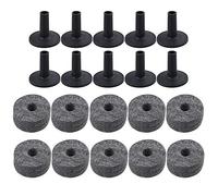 BQLZR Black drum set parti di ricambio feltro rondelle + base maniche lunghe per piatti con flangia di plastica, confezione da 10