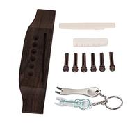 BQLZR Folk Guitar Bone Saddle & Nut DIY String Kit w/Wood Bridge & 6x Pins & Puller