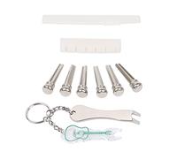 BQLZR Folk Guitar Sei String Bone Saddle & Nut Kit w/6x Metal Pins & 2 Puller per DIY