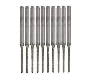BQLZR - Set di 10 punte da trapano prolungate con punta argentata in diamante per perforare minerali, perle, agata, gioielli, argento, BQLZRN30150