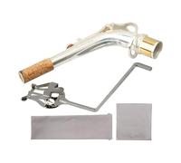 BQLZR Tubo da collo curvo in ottone da 180 mm per sassofono contralto E Flat Gold & Kit clip per spartiti musicali