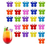 BQRKOTM 24 colori marcatori in silicone, motivo a farfalla, bicchieri per marcare bicchieri Martini, riutilizzabili, per decorazioni per feste per uso domestico