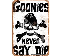 bqsjduidnc Goonies Never Say Die Retro Look Ferro 20X30 cm Decorazione Pittura Cartello per la Casa Divertente Decorazione Della Parete
