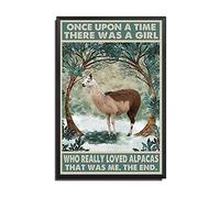 bqsjduidnc Stampa artistica da parete su tela, motivo: alpaca "Once Upon A Time There Was A Girl Who Really Loved Llama", stampa artistica da parete, decorazione per la casa, 20,3 x 30,5 cm, cornice
