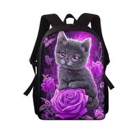 bqsjduidnc Zaino scolastico da 15 pollici per bambini borsa per libri per la scuola delle ragazze del bambino dell'asilo zaino casual, Gatto animale rosa, Taglia unica