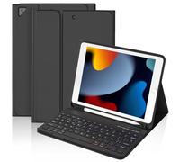 BQSS Custodia con tastiera per iPad 10.2" 9ª Gen 2021/8ª Gen 2020/7ª Gen 2019, spagnolo Ñ lubluetooth rimovibile tastiera (QWERTY), con slot per penna per iPad Pro 10.5 2017/iPad Air 3 2019