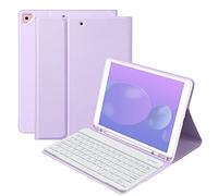 BQSS Custodia per tastiera per iPad da 10,2" 9a/8a/7a generazione, tastiera magnetica senza fili staccabile iPad 9/8/7°, iPad Air 3rd Gen Stand Tablet Cover Custodia con portapenne integrato (viola)