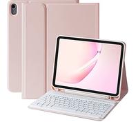 BQSS Custodia per tastiera per iPad di 10a generazione da 10,9" 2022, custodia sottile per tastiera intelligente per iPad di 10a generazione 2022, tastiera wireless staccabile, portamatite (rosa)