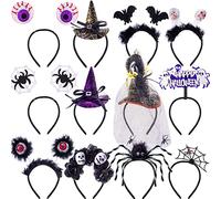 BQTQ 12 Pezzi Cerchietti per Capelli Halloween Fascia per Capelli Halloween Fascia Cappello Strega Fascia Ragno per Ragazze Donne Costume di Halloween