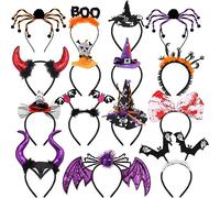 BQTQ 15 pezzi Halloween fascia Spider Eyeballs Strega Cappello Pipistrello Elemento Halloween Party Costumi