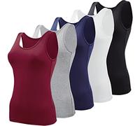 BQTQ 5 Pezzi Base Canottiere Donna Canotta Top Casual Canottiera per Donna e Ragazze, Nero, Bianco, Grigio, Rosso Scuro, Blu Scuro, XL