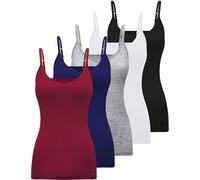 BQTQ 5 Pezzi Camisole Donna Scollo a V Spaghetti Strap Slim Fitted Top di Base per Le Donne