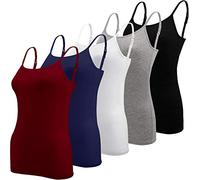 BQTQ 5 Pezzi Canotta Donna Regolabile Spalline Canottiere per Donna e Ragazze, Nero, Bianco, Grigio, Blu Scuro, Rosso Scuro, M