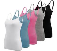 BQTQ 5 Pezzi Canotta Donna Regolabile Spalline Canottiere per Donna e Ragazze, Nero, Bianco, Grigio, Blu, Rosa Rossa, XXL