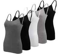 BQTQ 5 Pezzi Canotta Donna Regolabile Spalline Canottiere per Donna e Ragazze, Nero, Bianco, Grigio, Grigio Scuro, L