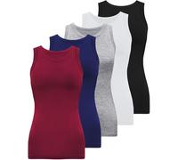 BQTQ 5 Pezzi Canotta Donna Senza Maniche Canottiere Girocollo Senza Maniche Sportiva per Palestra Yoga(Nero, Bianco, Grigio, Rosso Scuro, Marina) XXL
