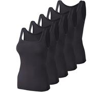 BQTQ 5 Pezzi Canotta Donna Tank Top Canottiera con Collo Quadrato Canotta Senza Maniche Canotta Estiva Sportiva, Nero, L