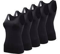 BQTQ 5 Pezzi Canottiera Donna Base Canottiere Canotta Top Casual Canottiera per Donna e Ragazze, Nero, XL