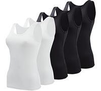 BQTQ 5 Pezzi Canottiera Donna Base Canottiere Canotta Top Casual Canottiera per Donna e Ragazze, Nero, Bianco, M