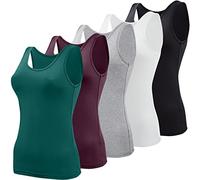 BQTQ 5 Pezzi Canottiera Donna Base Canottiere Canotta Top Casual Canottiera per Donna e Ragazze, Nero, Bianco, Grigio, ViolaRosso, CianoScuro, M