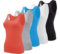 BQTQ 5 Pezzi Canottiera Donna Base Canottiere Canotta Top Casual Canottiera per Donna e Ragazze, Nero, Bianco, Grigio, Blu Cielo, Salmone, L