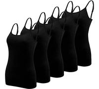 BQTQ 5 Pezzi Canottiera Donna Canotta Top Regolabile Spalline Canottiere per Donna e Ragazze, Nero