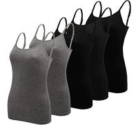 BQTQ 5 Pezzi Canottiera Donna Canotta Top Regolabile Spalline Canottiere per Donna e Ragazze, Nero