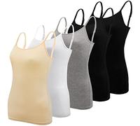 BQTQ 5 Pezzi Canottiera Donna Canotta Top Regolabile Spalline Canottiere per Donna e Ragazze, Nero, Bianco, Grigio, Beige, M