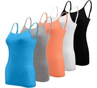BQTQ 5 Pezzi Canottiera Donna Canotta Top Regolabile Spalline Canottiere per Donna e Ragazze, Nero, Bianco, Grigio, Turchese, Salmone, M