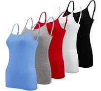 BQTQ 5 Pezzi Canottiera Donna Canotta Top Regolabile Spalline Canottiere per Donna e Ragazze, Nero, Bianco, Grigio, Azzurro, Rrosso, M