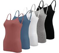BQTQ 5 Pezzi Canottiera Donna Canotta Top Regolabile Spalline Canottiere per Donna e Ragazze, Nero, Bianco, Grigio, Blu Azzurro, Rosso Indiano, M