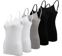 BQTQ 5 Pezzi Canottiera Donna Canotta Top Regolabile Spalline Canottiere per Donna e Ragazze, Nero, Bianco, Grigio, XXL