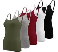 BQTQ 5 Pezzi Canottiera Donna Canotta Top Regolabile Spalline Canottiere per Donna e Ragazze, Nero, Bianco, Grigio, Rosso Scuro, Verde Militare, L